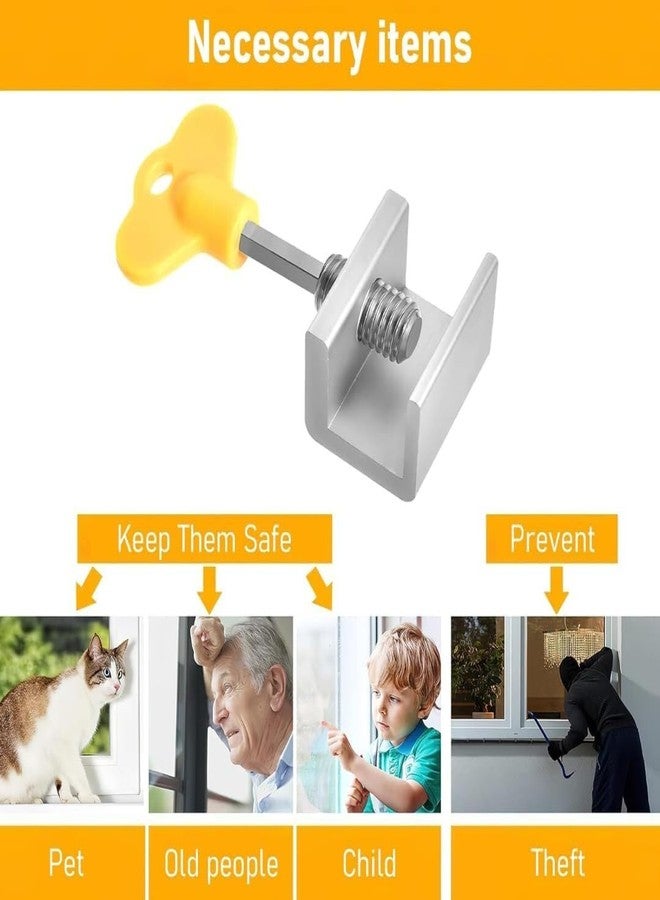 VISHARNI Child Safety Sliding Window Lock - Keyed Adjustable Aluminum Track Clamp, No-Screw Security Stopper for Home Protection (2) - Image 3